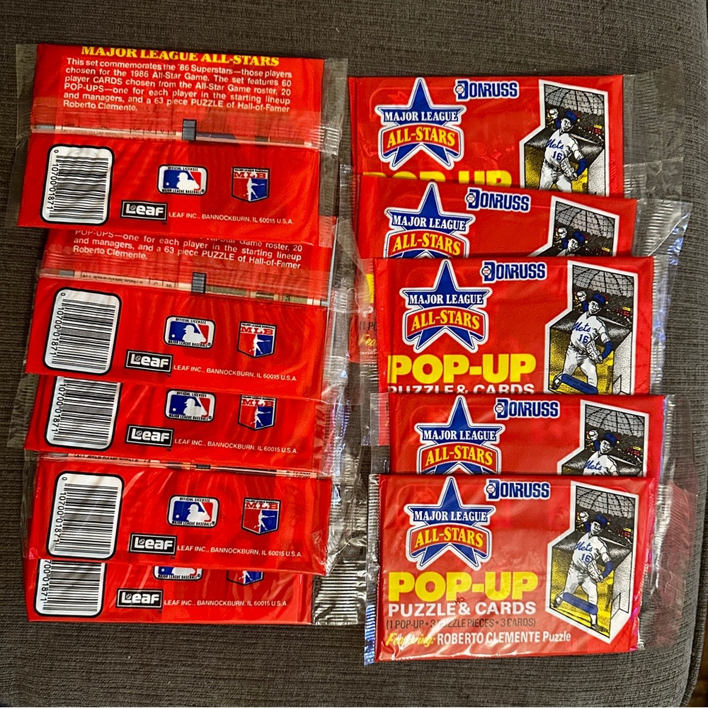 Lot of 10 new packs of Donruss Major League All-Stars Pop-Up Cards